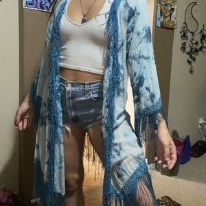 Free People Blue Tie Dye Kimono